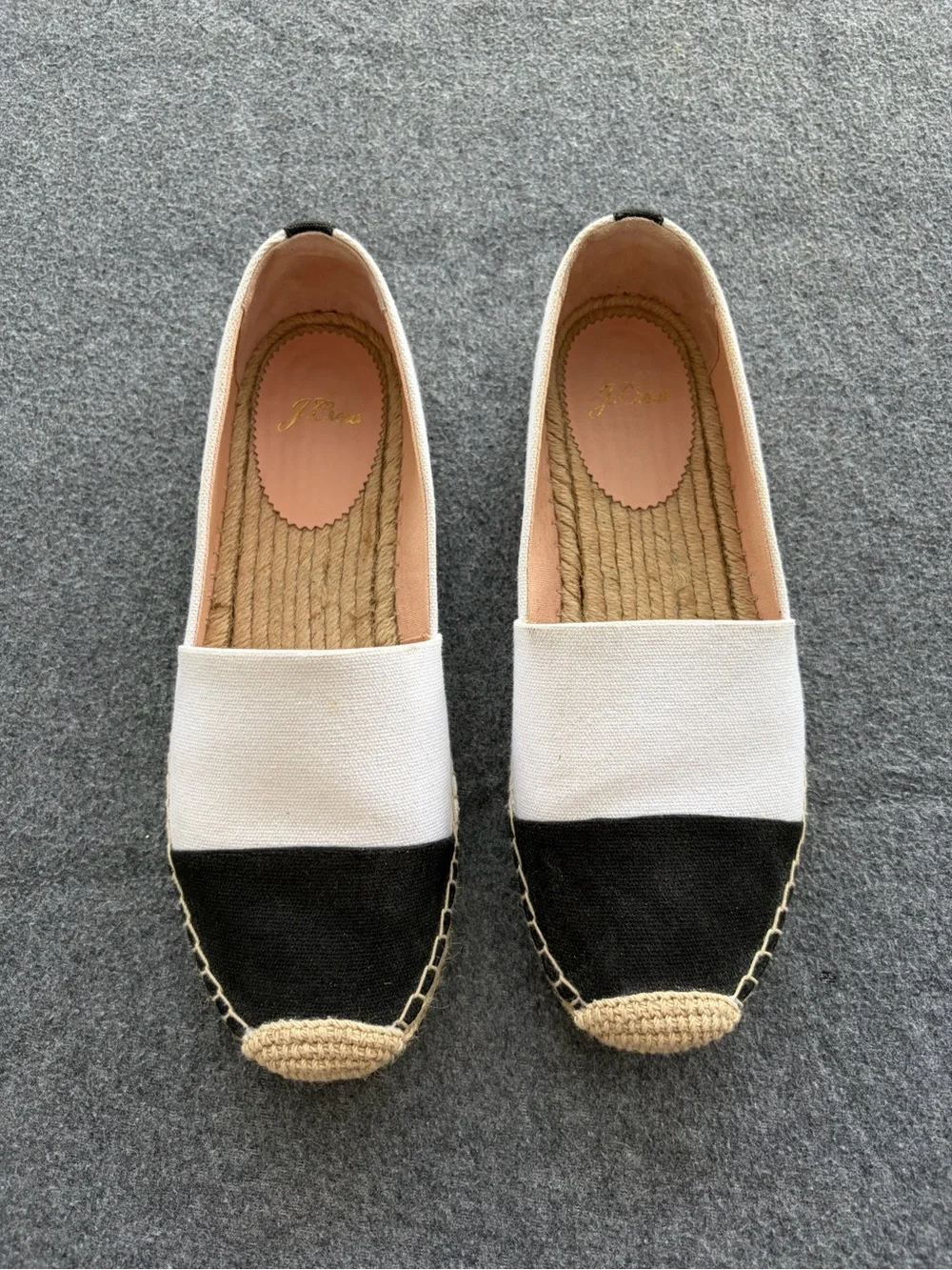 J. Crew Two-Tone Espadrille Flats Slip On Canvas Beach Resort Vacation Summer